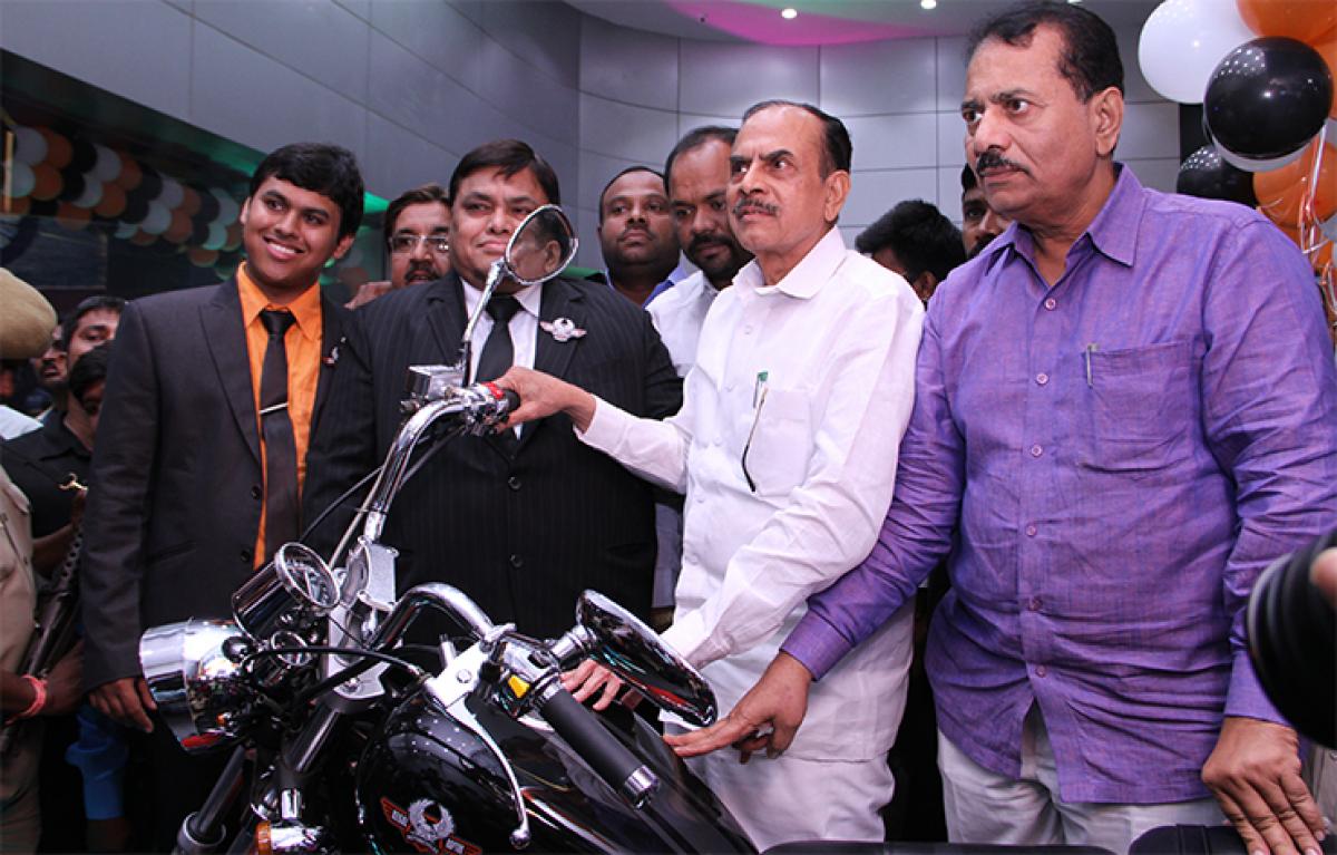  Deputy CM Mahmood Ali launching the bikes at Jubilee Hills
